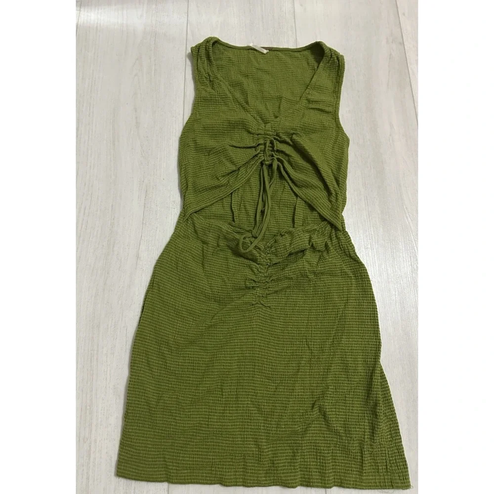 Free People Laila Mini Dress Sz XS in‎ Calla Green Cut Out Beach Sexy Vacation